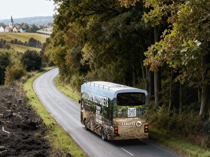 Bus "Sauvons nos forêts" contre les coupes rases : le combat d'habitants de la Gironde à Bruxelles  - Association Canopée Coupes rases Déforestation Forêts Initiatives Lutte environnementale